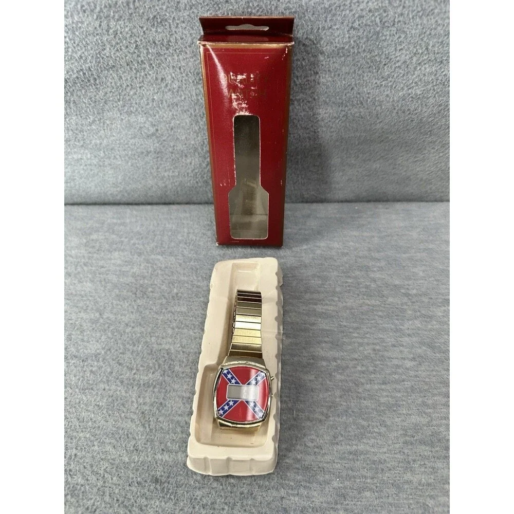 Vintage 1970s Gold Tone Dukles of Hazzard Advertising Digital Quartz Wristwatch
